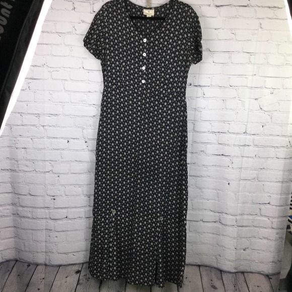 VTG Nathalie Seaver Women's Geometric Round Neck Short Sleeve Black Maxi Dress 1 - Picture 12 of 12